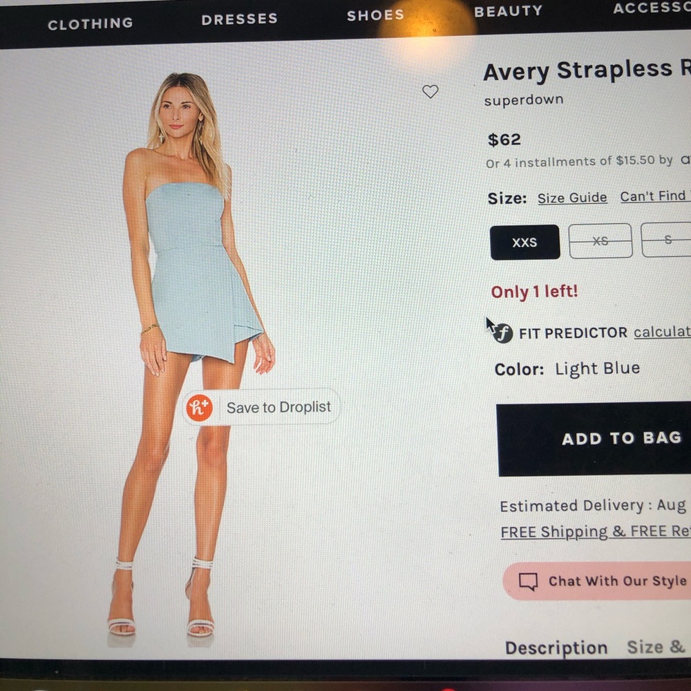 Light blue Superdown strapless romper